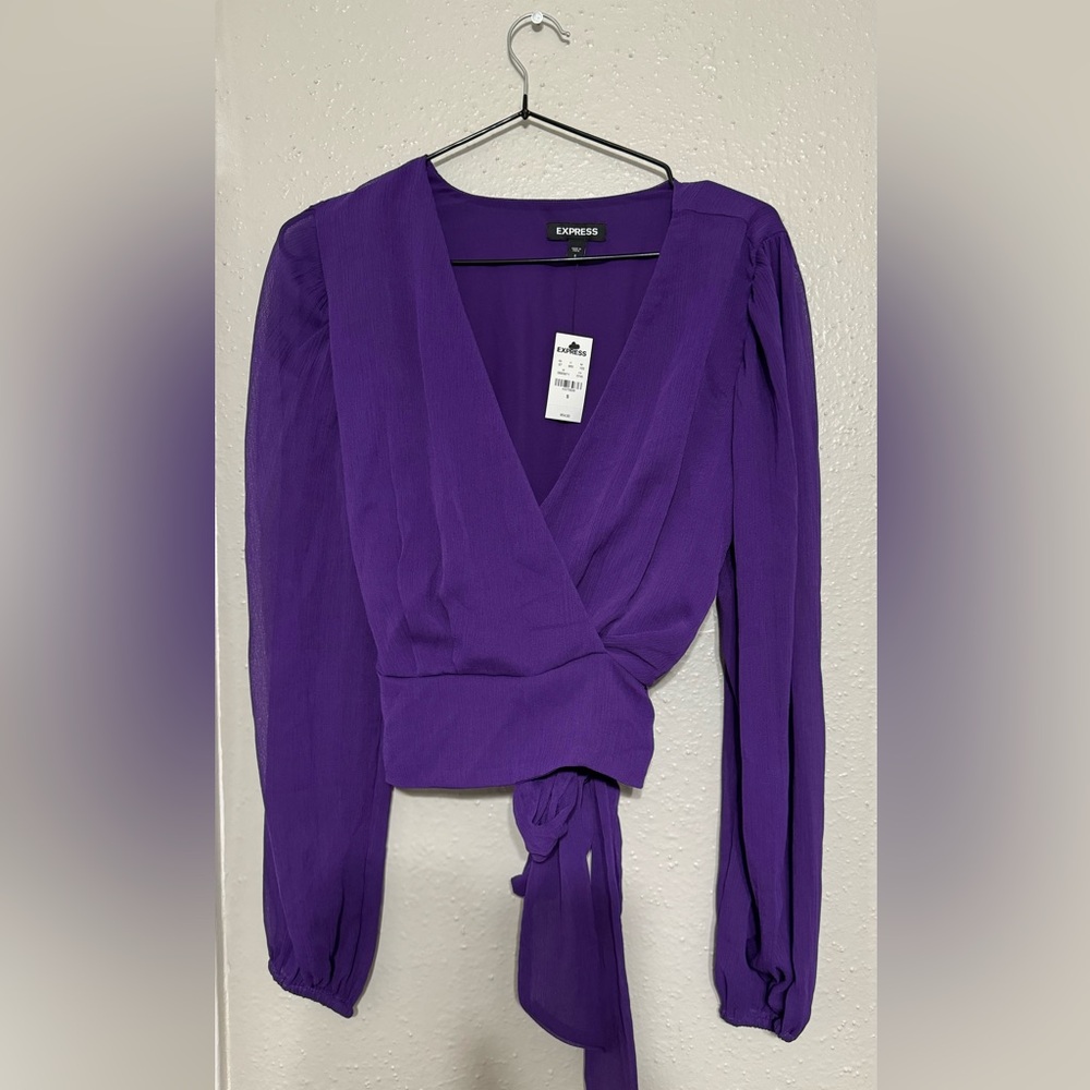 Express Women's Purple Wrap Top